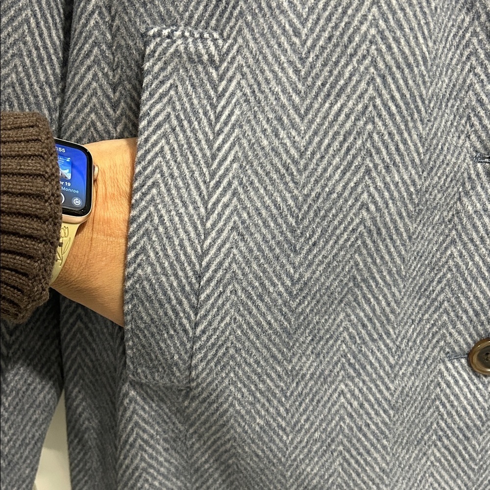 NWT J. Crew Plus Herringbone Topcoat in Hazy Chevron Shades of Gray - Size 18 - Picture 7 of 11